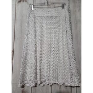 Elizabeth & Nicole Skirt Womens XL White Floral Lace A Line Midi Made In USA